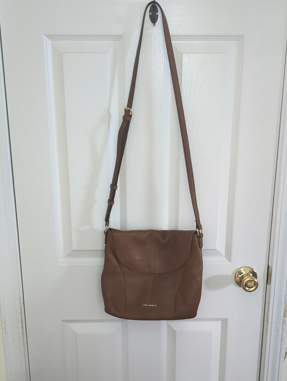 Vera Bradley Brown Leather-Look Crossbody Bag With Floral Lining